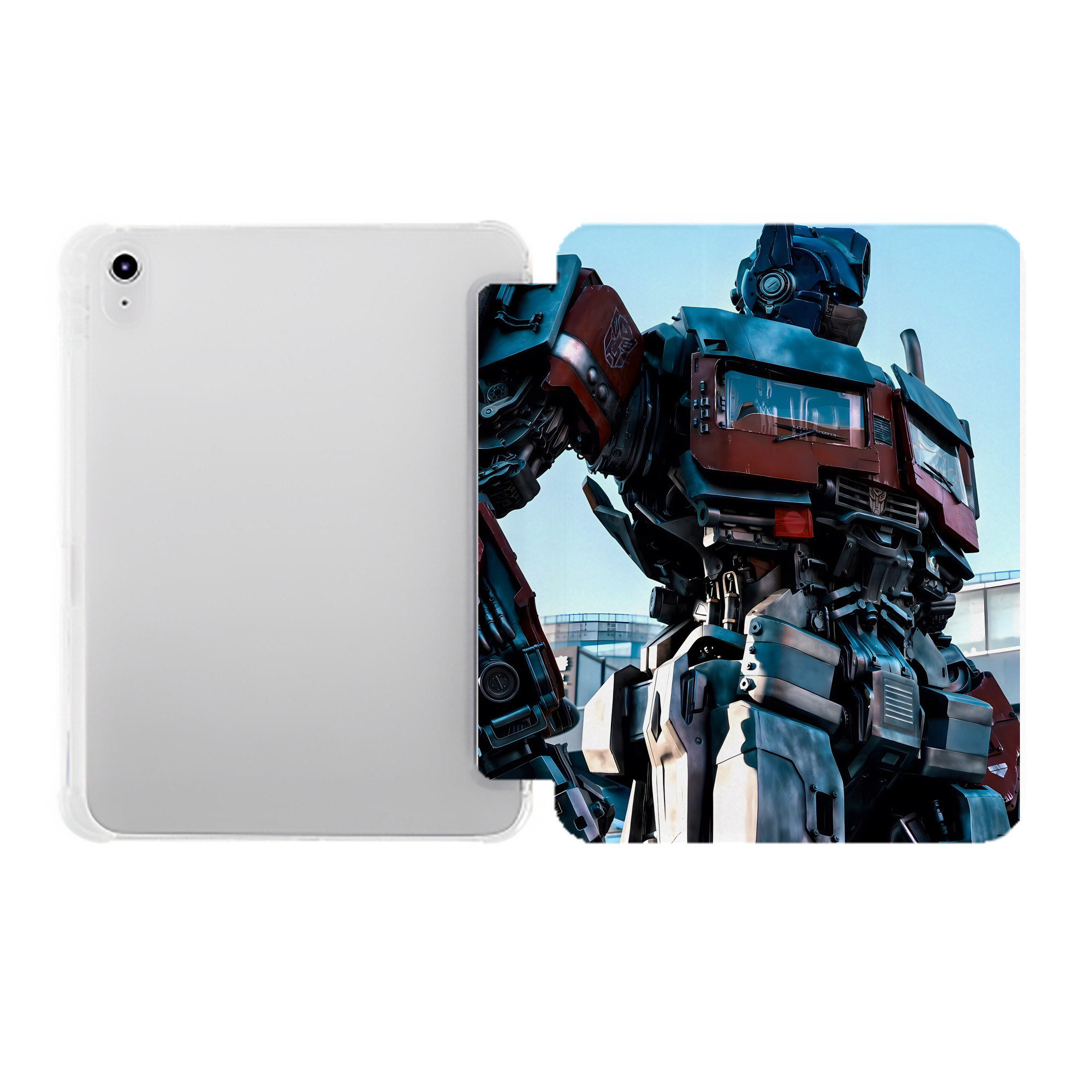 （画像用） Transformers トランスフォーマー IPad ケース ペン収納付き 三つ折りスタンド PUレザー×シリコン 対応機種9.5/10.5/10.9インチ
